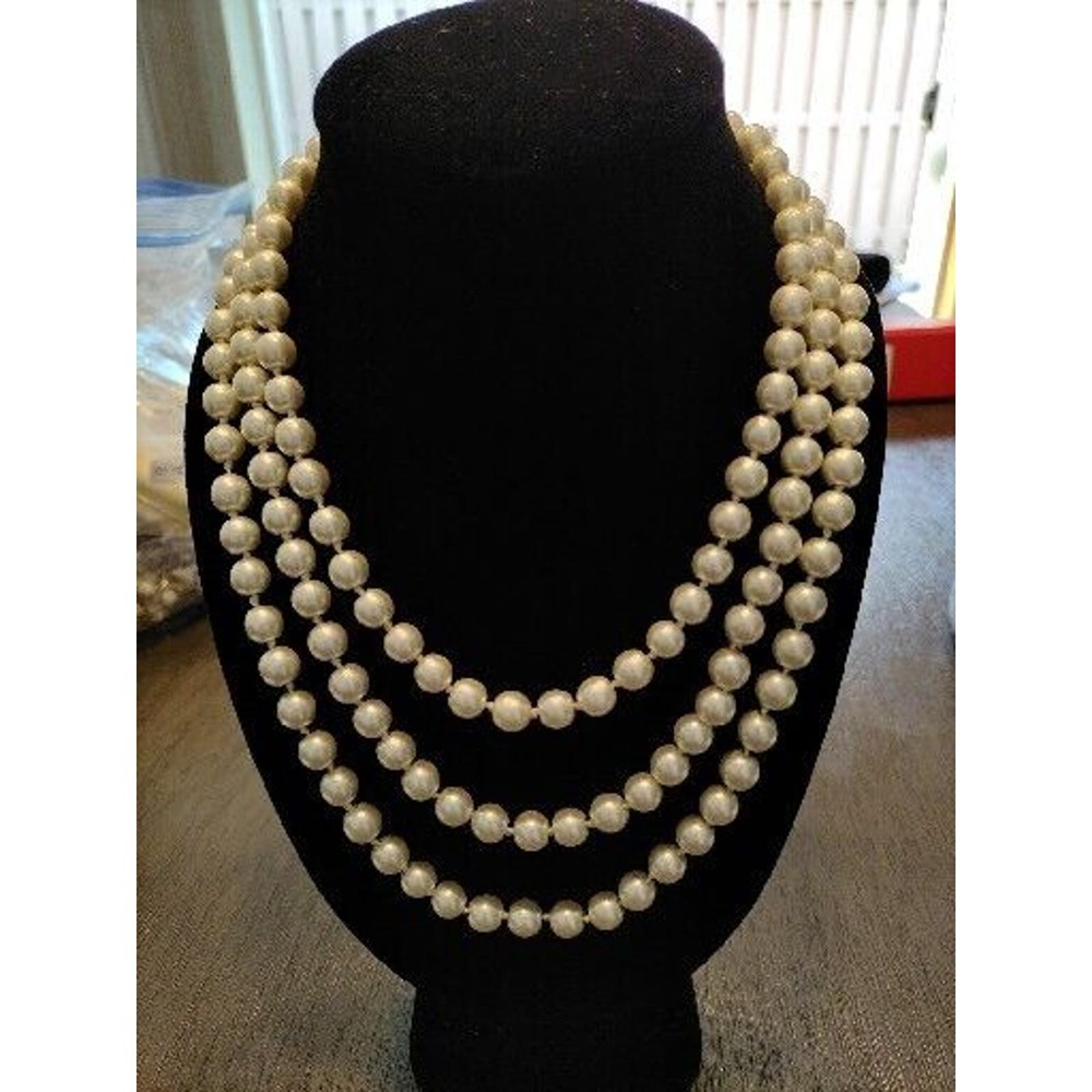 GORGEOUS VERY LONG FAUX WHITE PEARL NECKLACE - NO CLOSURES - SLIP ON! 58" LONG